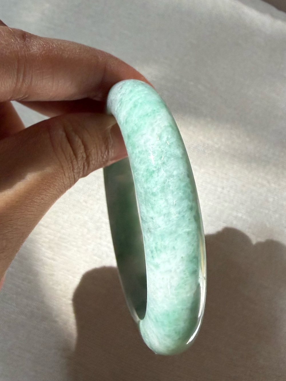 55.5 Green Burmese Jadeite Jade Bangle Bracelet - Natural Grade A - Picture 5 of 11